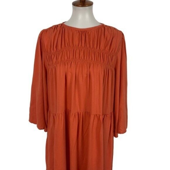 Wayward Francies eShakti Women’s Dress XL Orange Long Sleeve Flowy Boho - Picture 2 of 6
